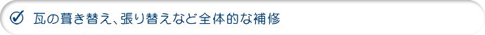 瓦の葺き替え、張り替えなど全体的な補修